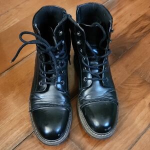 Men's black combat style boots (10?)